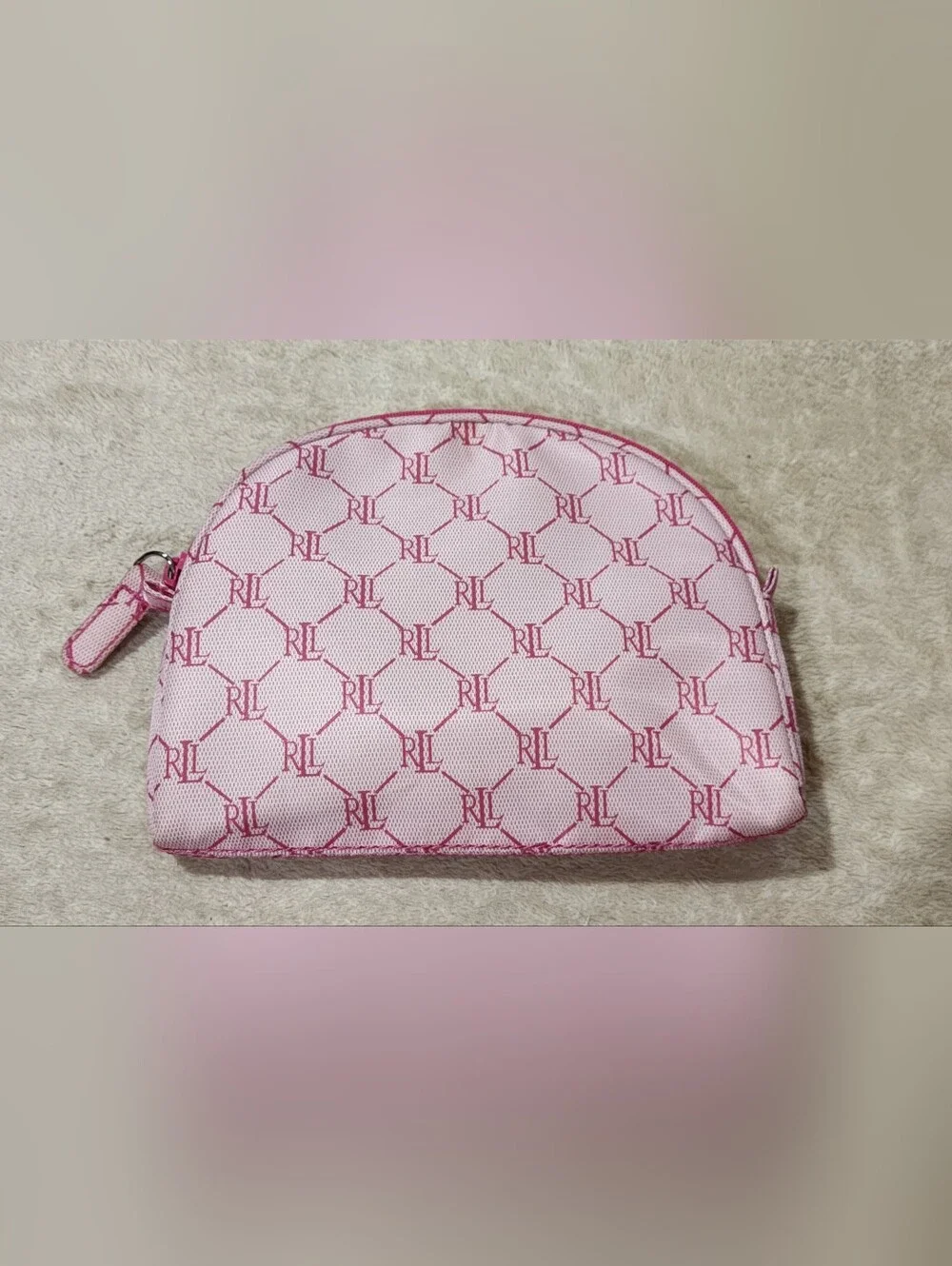 Ralph Lauren Pink RL Monogram Cosmetic Case